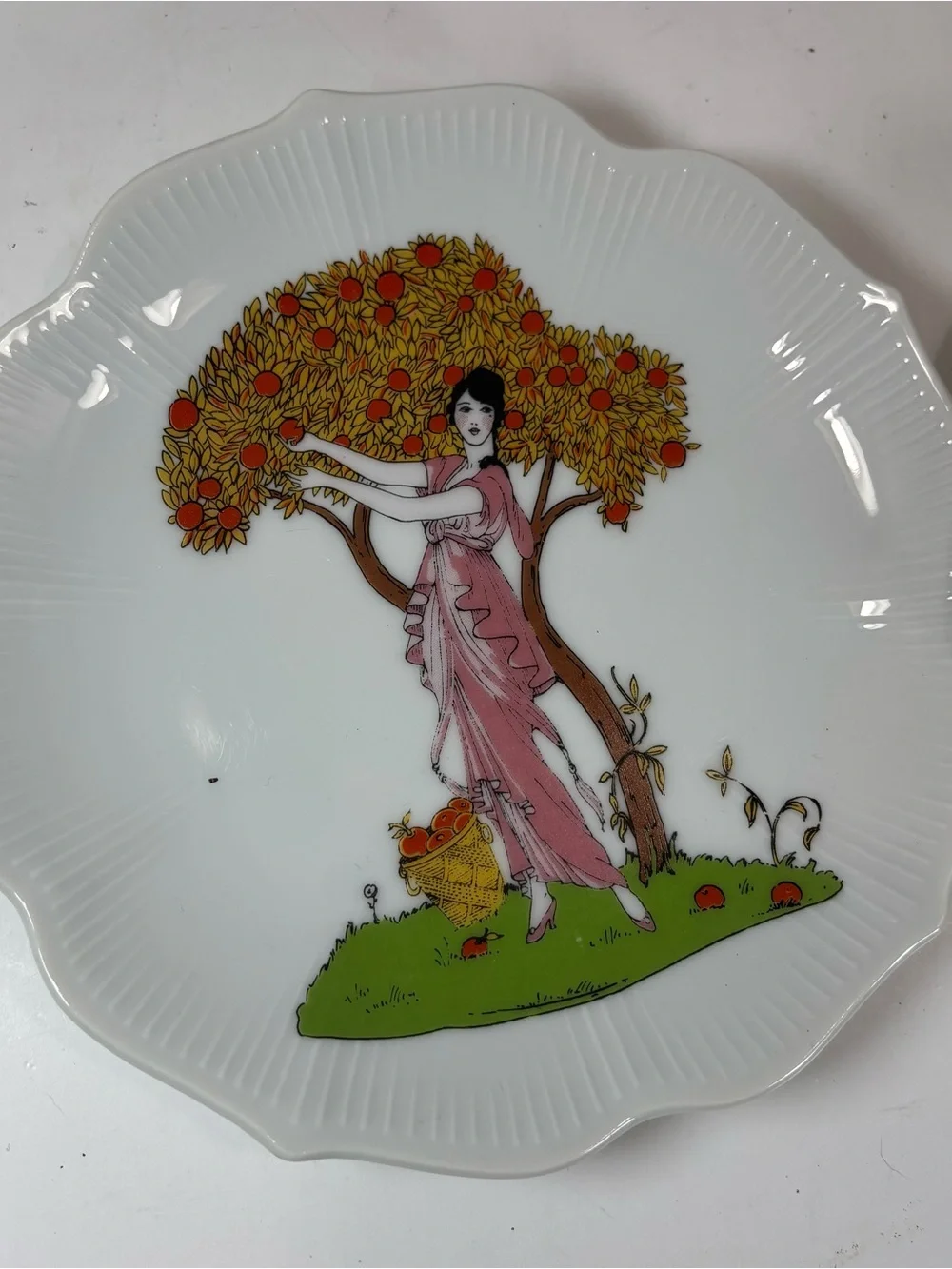 Antique 1913 Atlas China Grimwades Tea Set 4pc Art Nouveau Lady Tree Teacup HTF